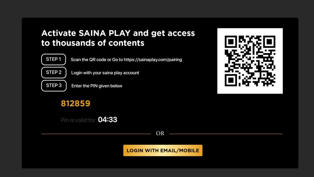 Screen Shot from Saina Play on Android TV